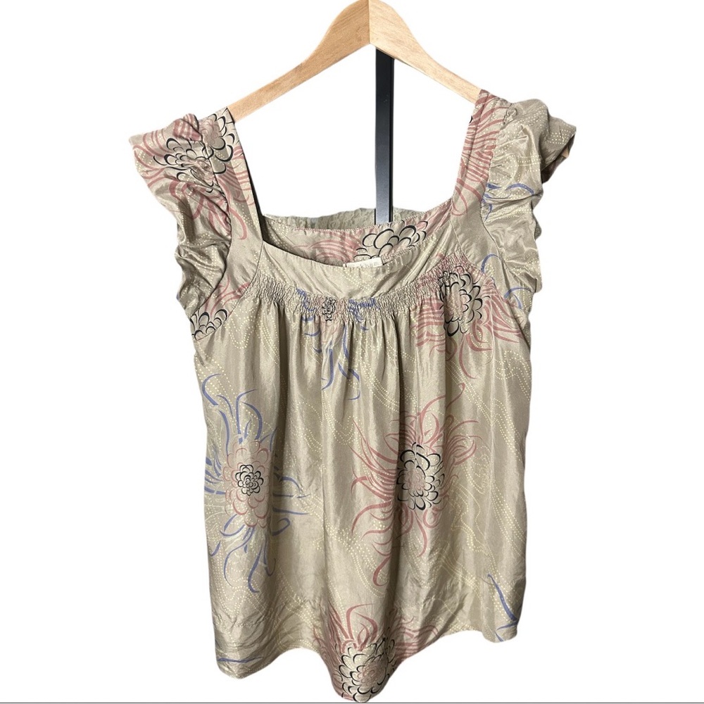Anthropologie Harkham 100% Silk Floral Top M